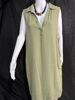 Falls Creek Sleeveless V-Neck Tunic Dress - Sage